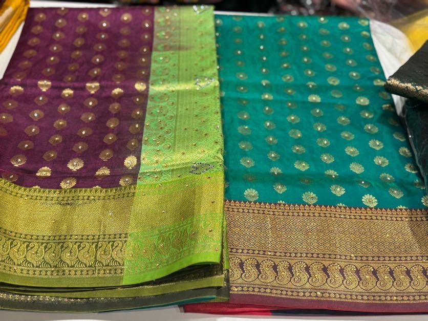 Exquisite Kachipuram Bridal Tissue Saree DesiColorClothing