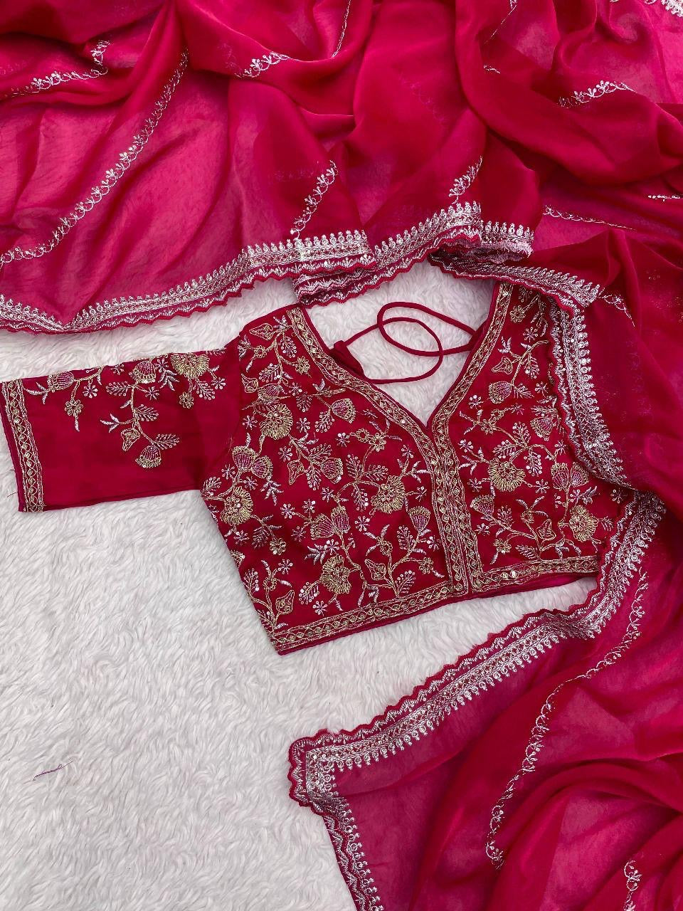 Jimmy Choo Designer Sarees with Stitched Blouse – Luxury Look