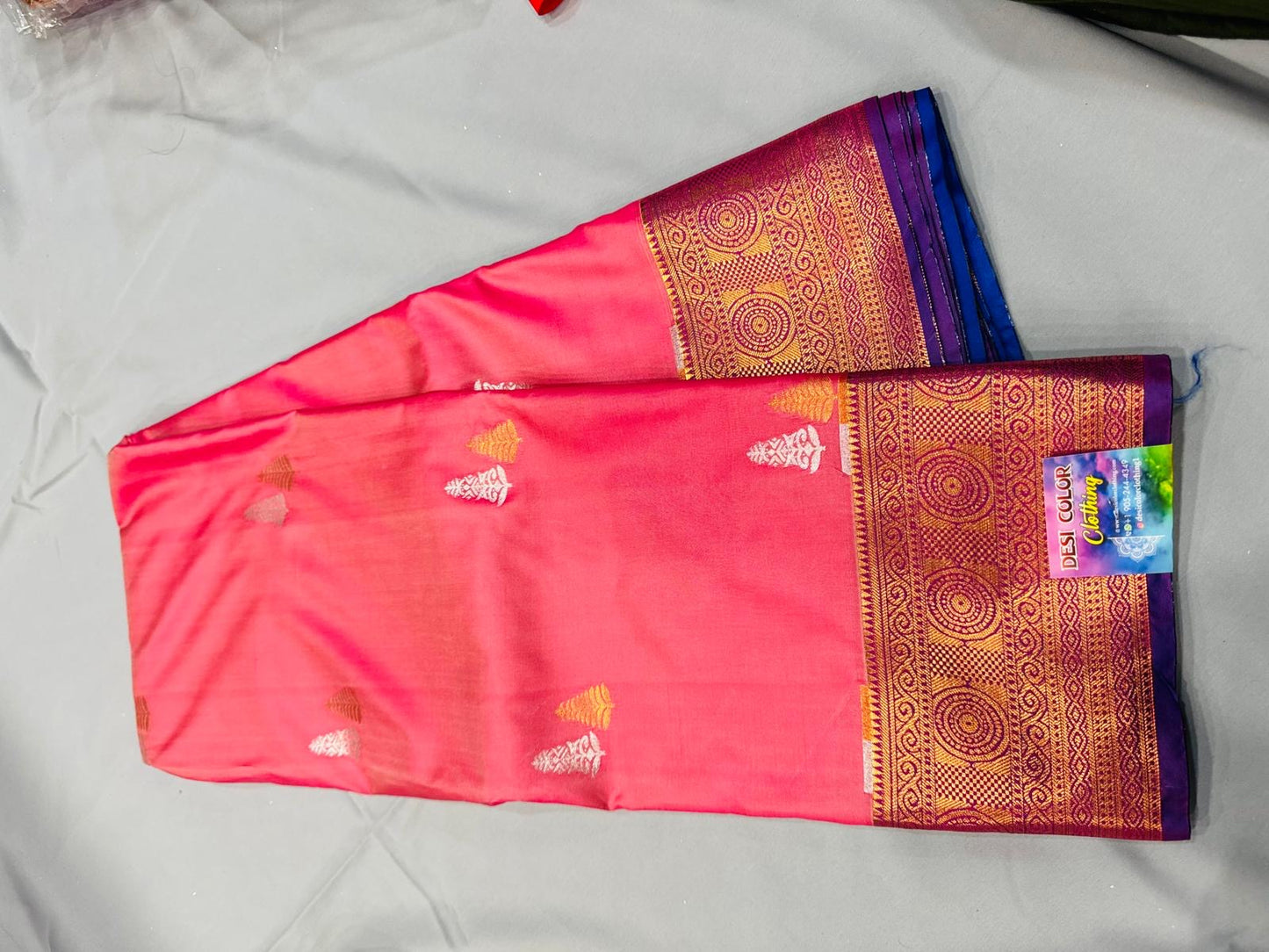 Exquisite Kachipuram Bridal Tissue Saree DesiColorClothing