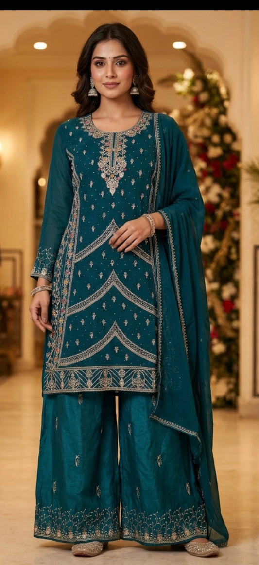 Elegant Designer Palazzo Suits for Effortless Style DesiColorClothing