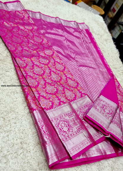 Kanchipuram Meenakari Pattern Bridal Blended High Quality Budget Silk Sarees