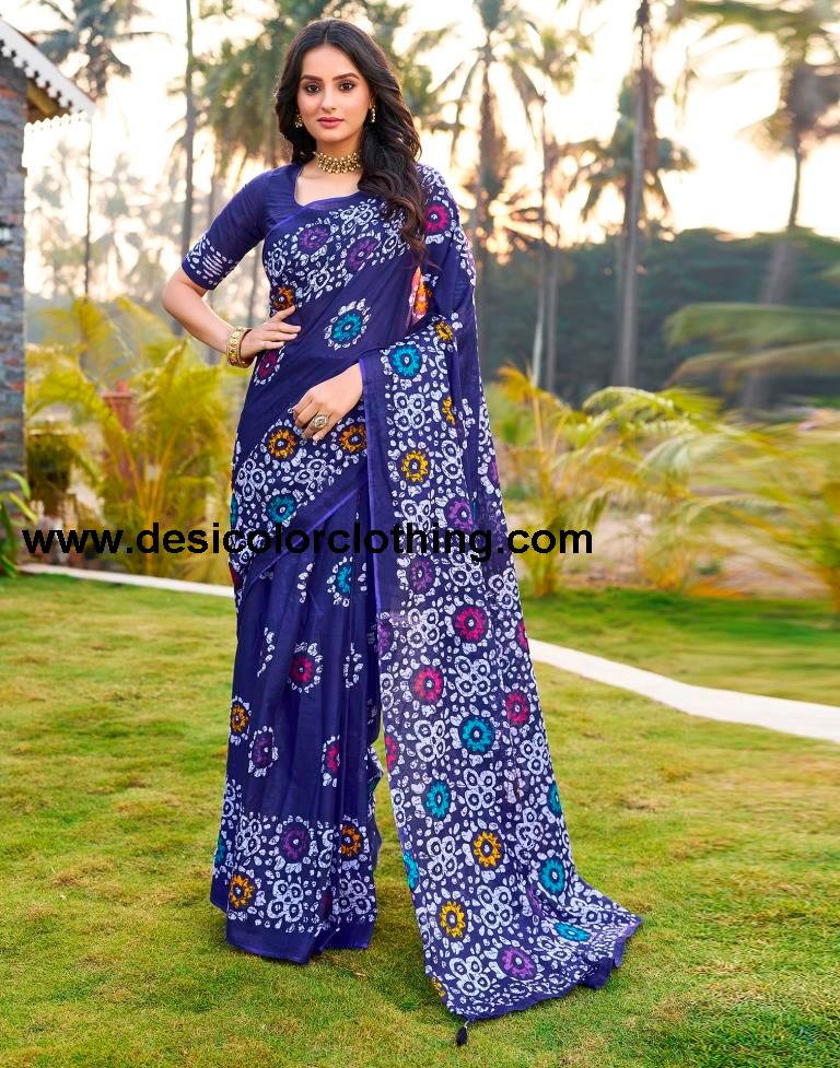 Violet Cotton Printed Ready To Wear