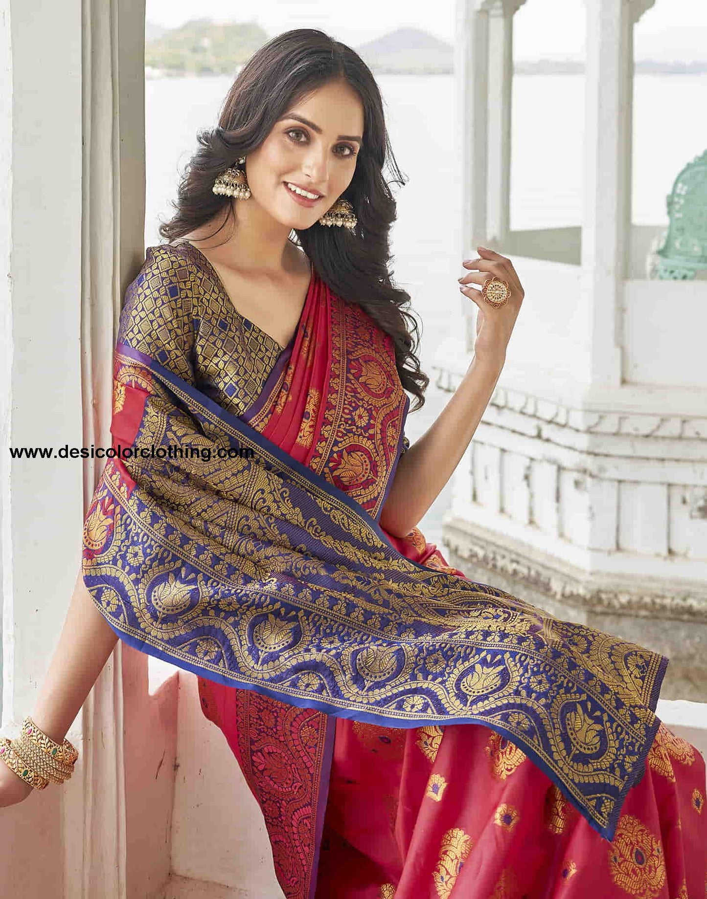 Red Silk Woven Banarasi Saree