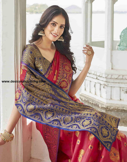 Red Silk Woven Banarasi Saree