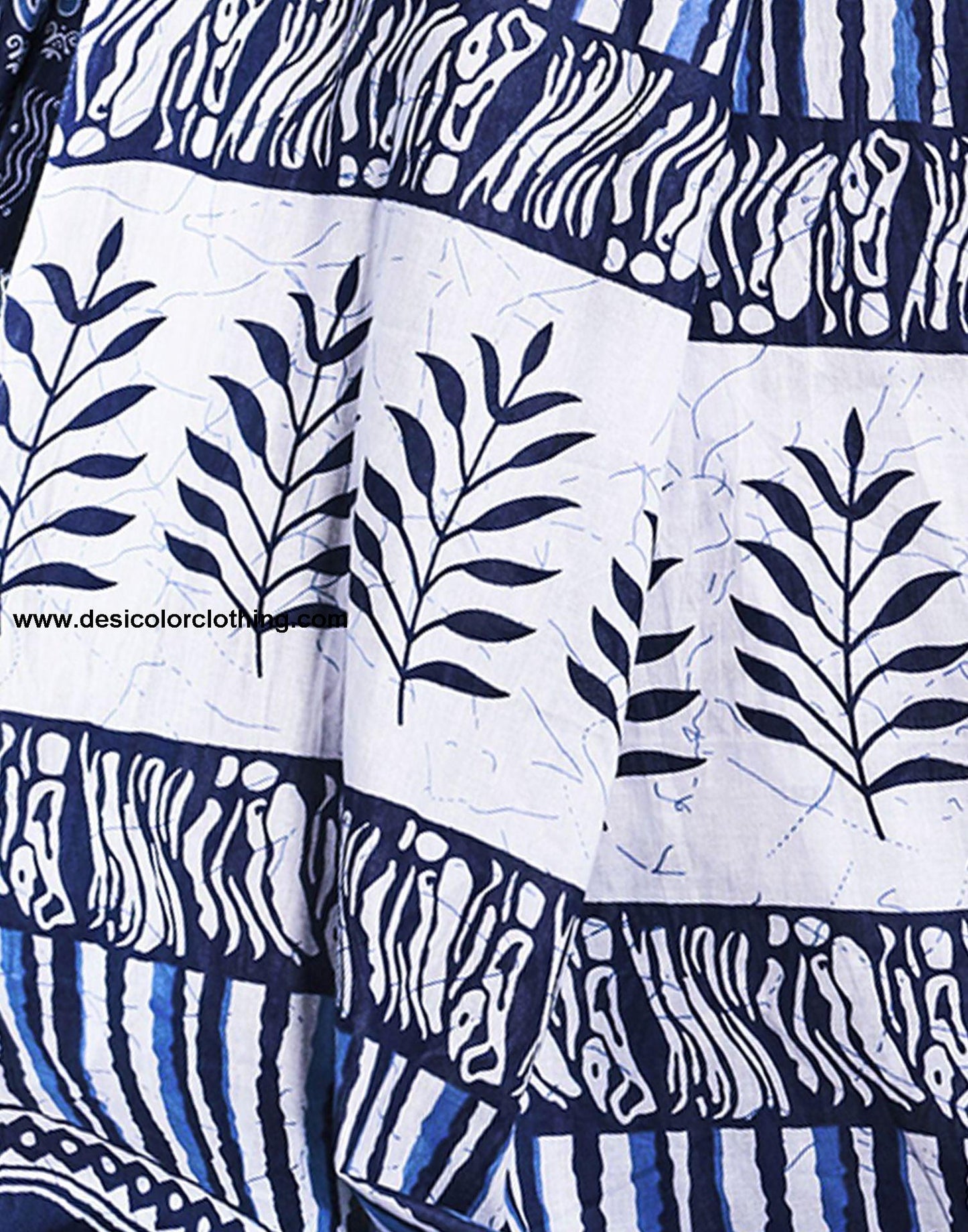 Dark Blue Printed Cotton Pre-Draped Saree