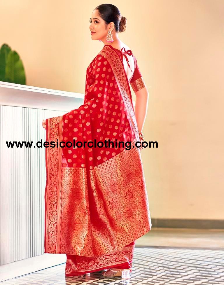 Red Silk Banarasi Saree