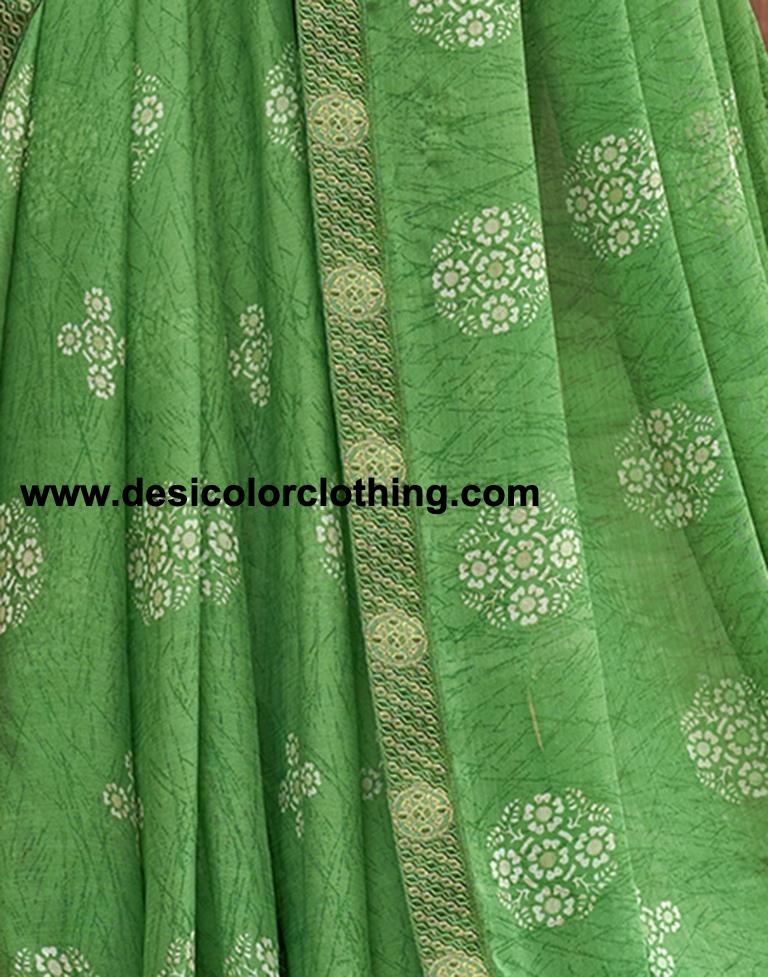 Green Chiffon Printed Saree