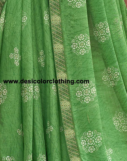 Green Chiffon Printed Saree