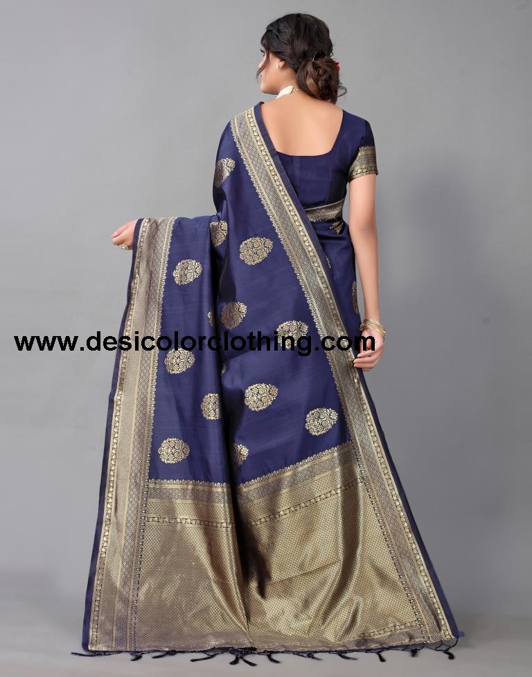 Dark Blue Silk Saree