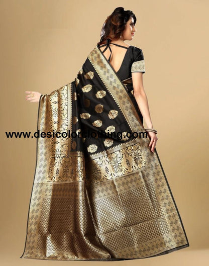 Black Jacquard Banarasi Silk Saree
