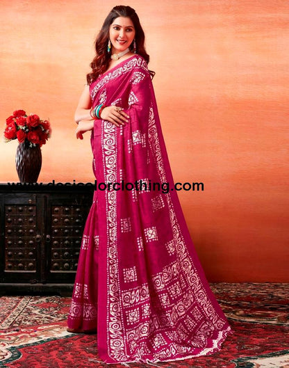 Pink Silk Printed Sarees