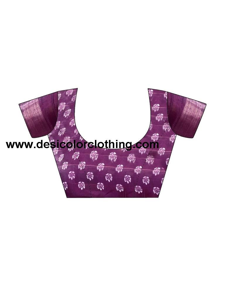 Dark Purple Cotton Zari Saree