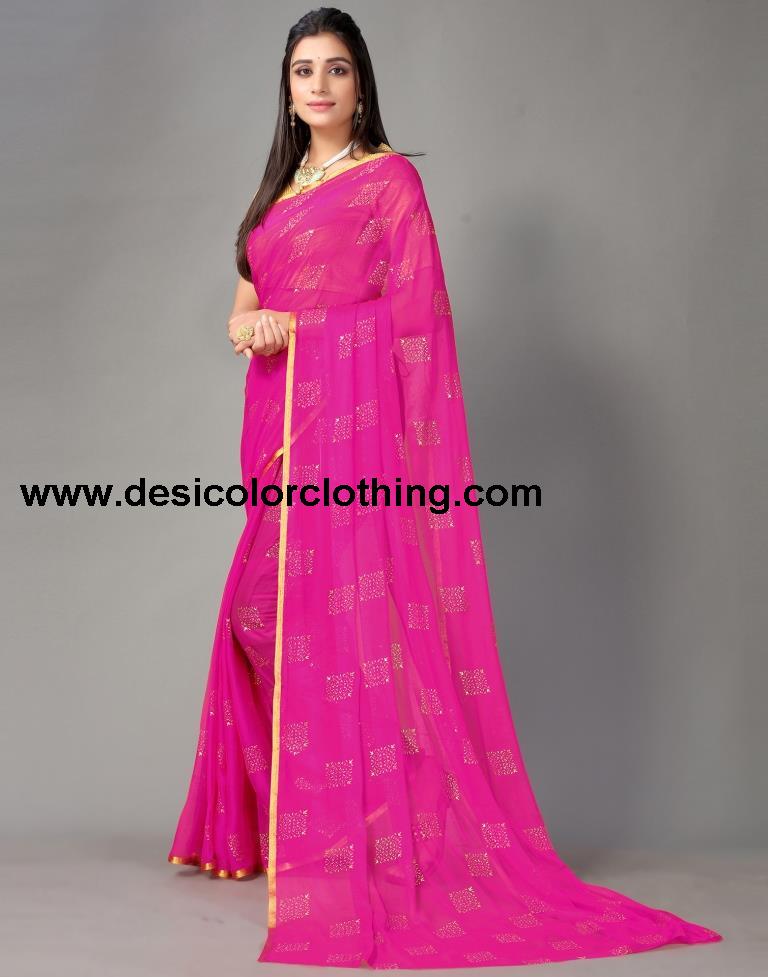 Rani Pink Chiffon Saree