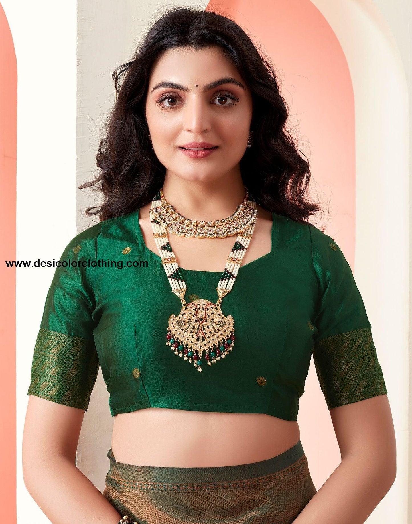 Dark Green Jacquard Silk Saree