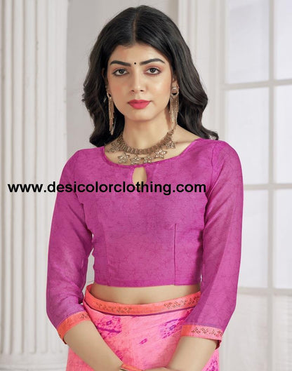 Rose Pink Chiffon Printed Saree