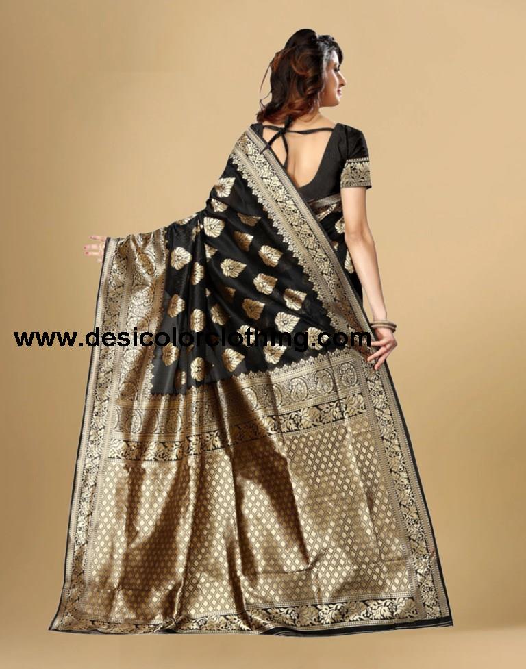 Black Jacquard Banarasi Silk Saree