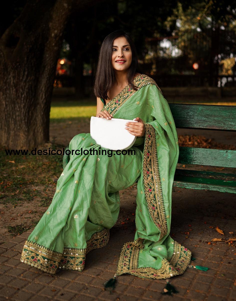 Pista Green Silk Saree | 2244S182