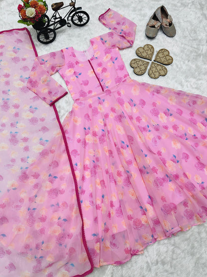 Product Image - Beautiful Kids Gown Set - Heavy Fox Georgette