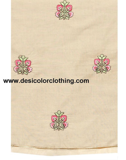 Warm Beige Cotton Embroidered Unstitched Salwar Suit