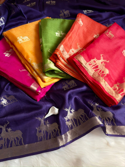 Product Image - Hiran Silk - Pure Khadi Silk Designer Saree with Deer Design | Festive & Wedding Wear