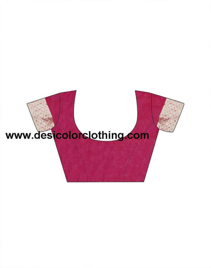 Rani Pink Organza Plain Saree