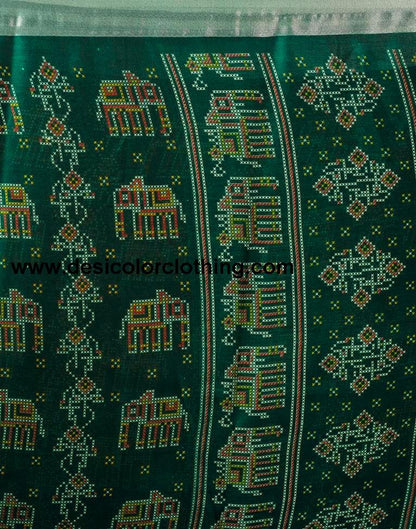 Dark Green Chiffon Printed  Saree