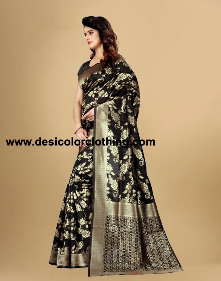 Black Jacquard Banarasi Silk Saree
