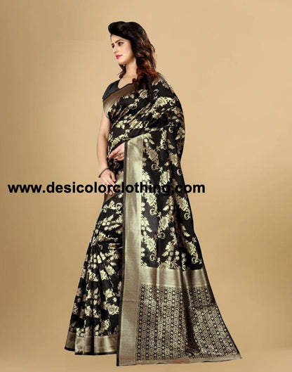 Black Jacquard Banarasi Silk Saree