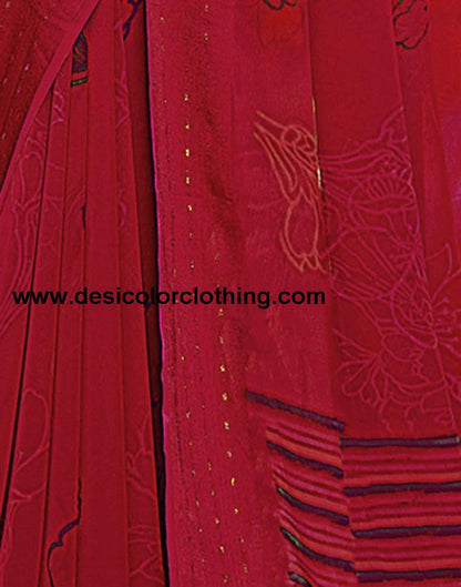 Red Georgette Printed Saree
