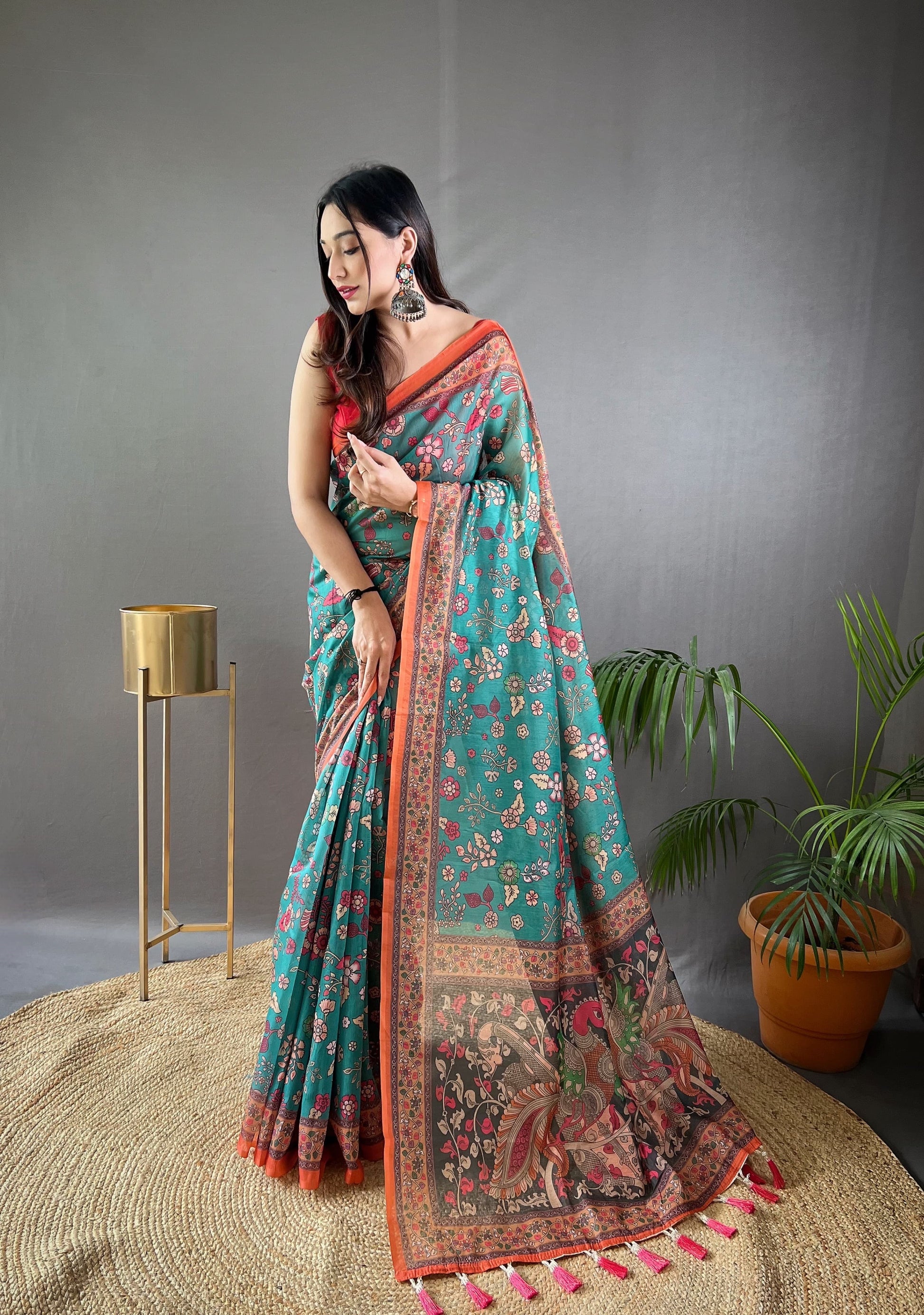 Product Image - Designer Malai Cotton Kalamkari Saree – Perfect Ethnic Wear