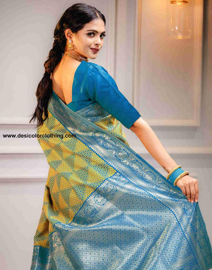 Blue Silk Woven Saree