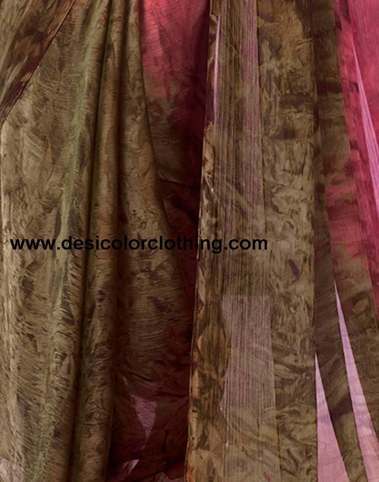 Pink Chiffon Printed Ready to Wear Saree