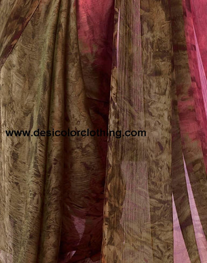 Pink Chiffon Printed Ready to Wear Saree