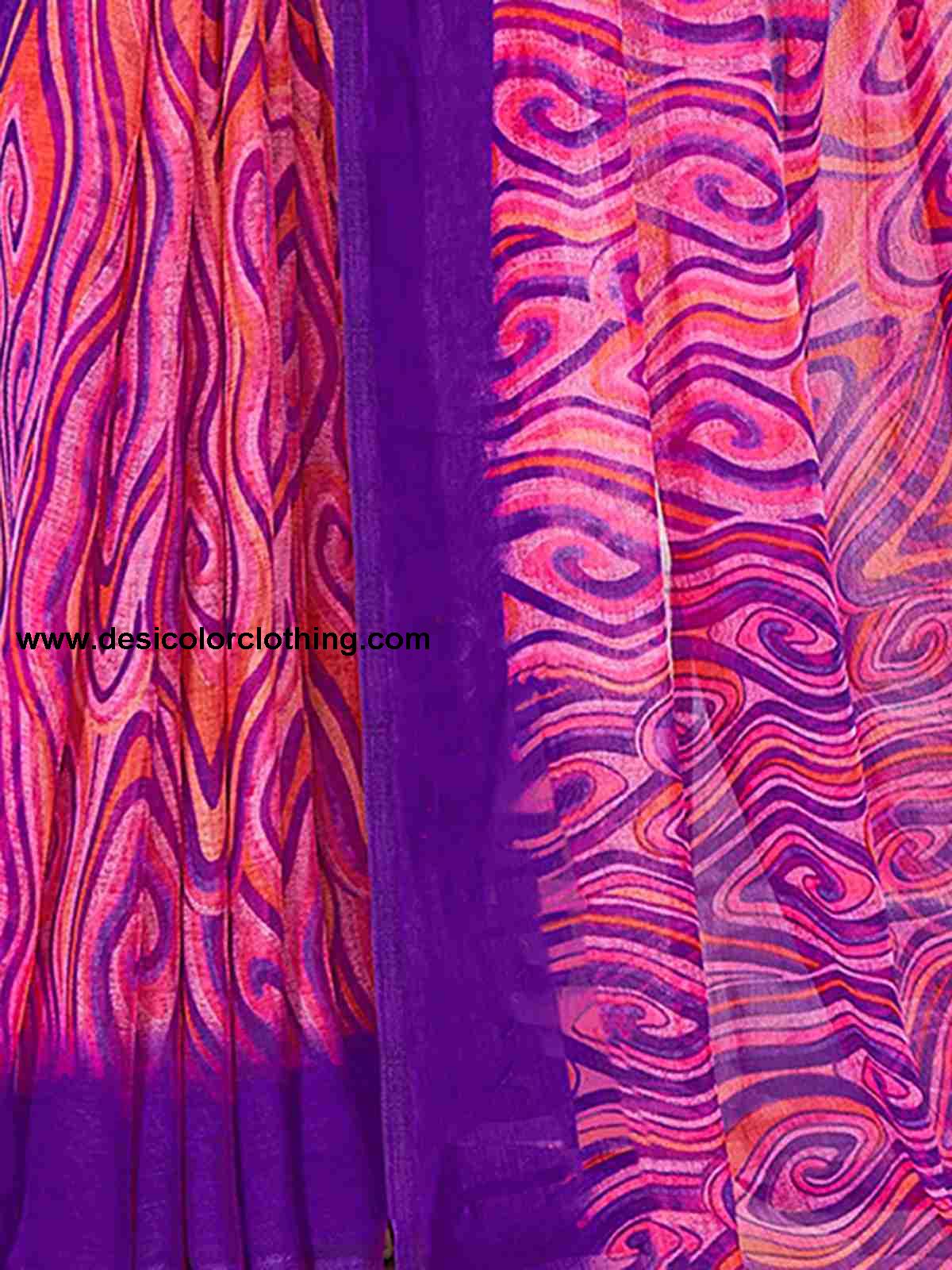 Violet Chiffon Printed Saree