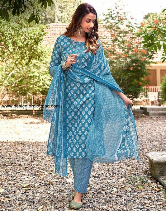 Printed Cotton Unstitched Salwar Suit Material