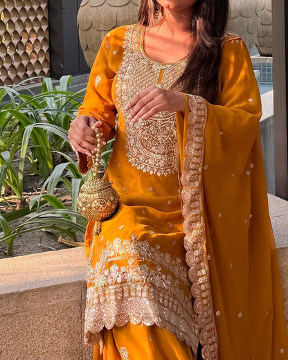 Product Image - Designer Kurti Set with Sharara & Dupatta