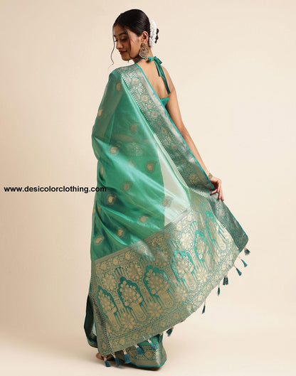 Rama Green Silk Banarasi Saree