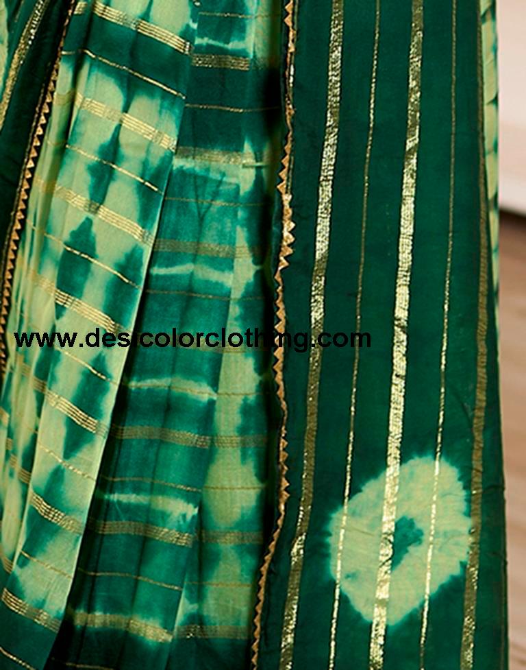 Pista Green Chanderi Printed Ready To Wear