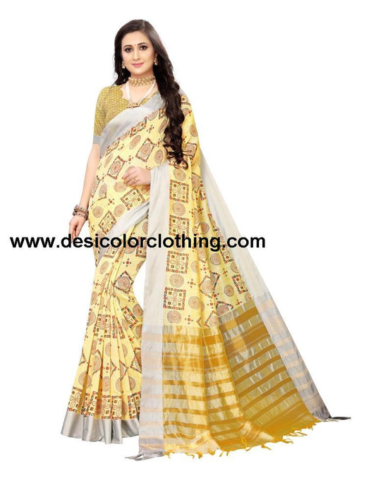 Yellow Cotton Silk Saree | 1328S113