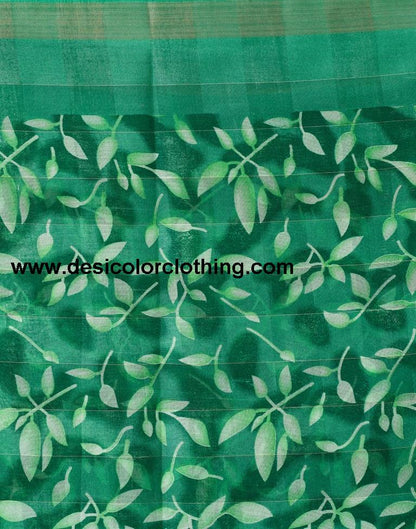 Sea Green Cotton Printed Saree