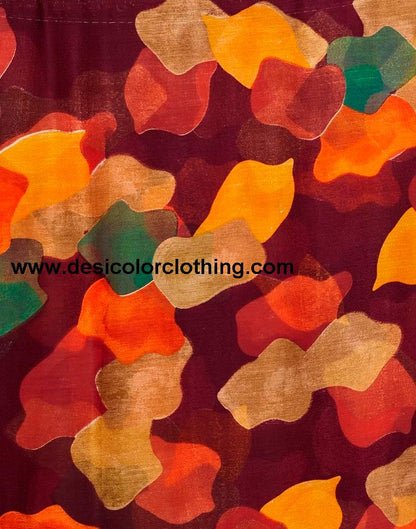 Wine Chiffon Printed Saree
