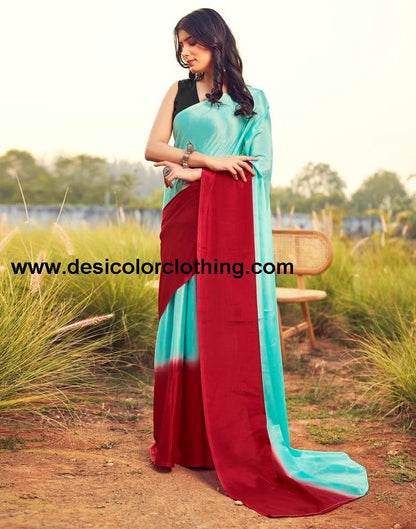 TurquoiseWeaving Chiffon Plain Ready To Wear