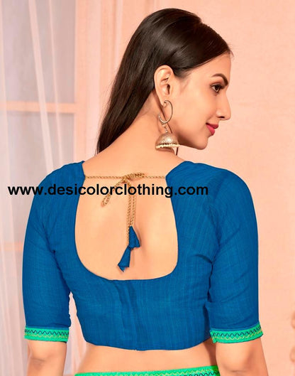 Seafoam Green Chiffon Printed Saree