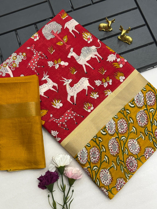 Product Image - Exclusive Designer Chanderi Silk Saree with Kalamkari Print