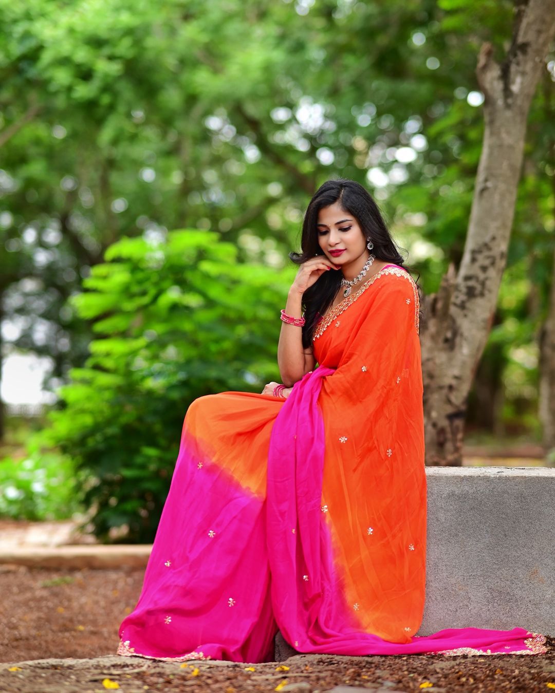 Product Image - Elegant Chinnon Saree with Heavy Embroidery and Jari Work