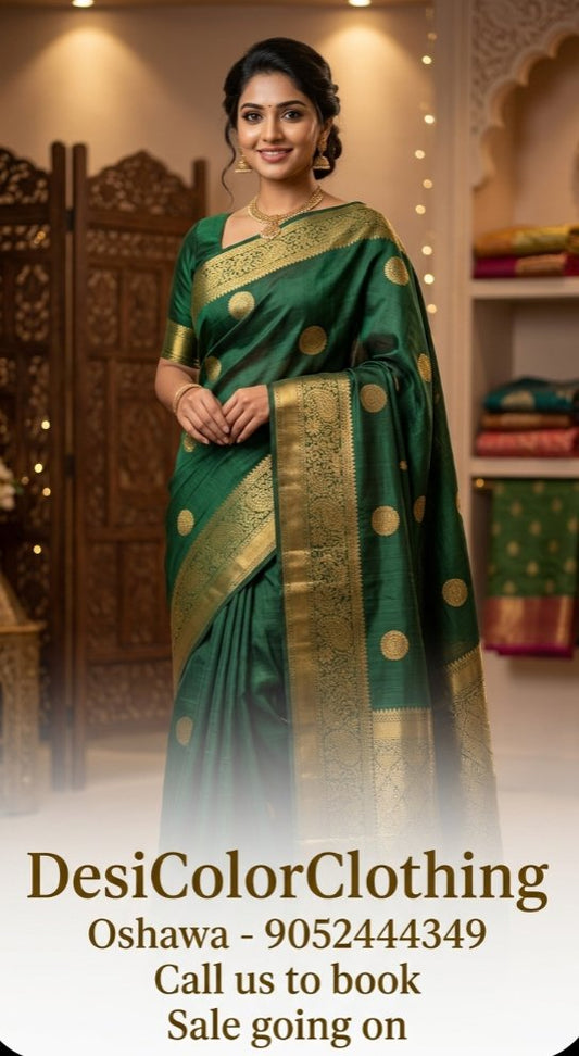 Product Image - Elegant Green Banarasi Silk Saree - Limited Edition - 1