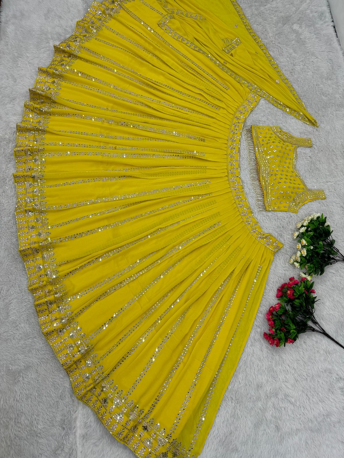 Product Image - Bridal Wear Heavy Faux Georgette Embroidered Sequence Work Lehenga Choli
