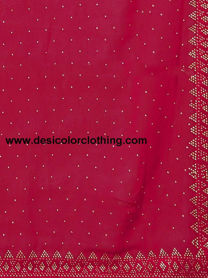 Rani Pink Plain Georgette Saree