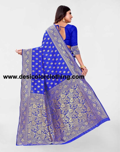 Royal Blue Jacquard Banarasi Silk Saree
