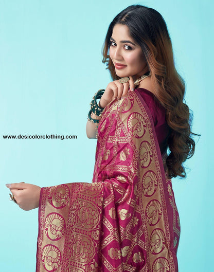 Wine Jacquard Silk Saree